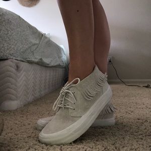 VANS light grey suede fringe sneakers
